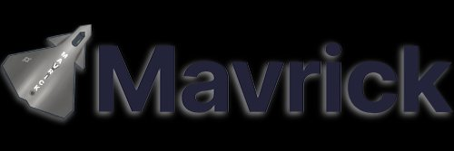 Mavrick logo — navy wordmark with jet, for light backgrounds