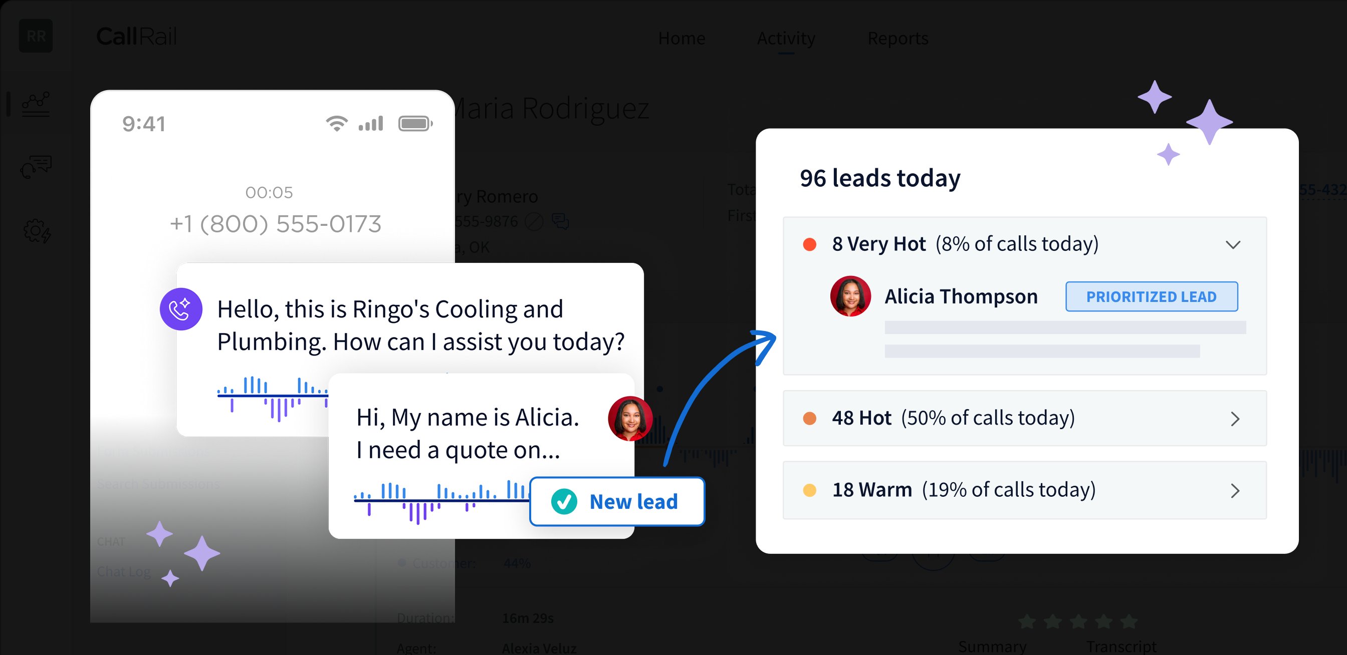 Mavrick calling a new lead in seconds and prioritizing the day's leads